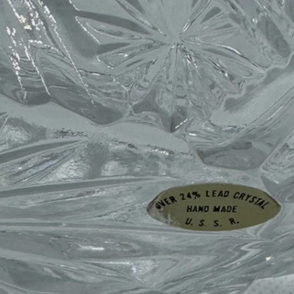 Vintage Boat-Shaped Cut Crystal Serving Bowl